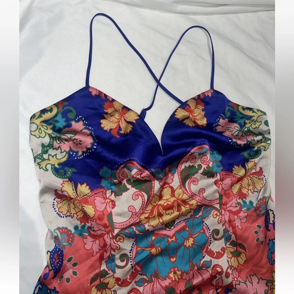 New Guess Marciano Paisley Blissfull Side Slit Maxi Long Dress M 6 $229 - Picture 7 of 9
